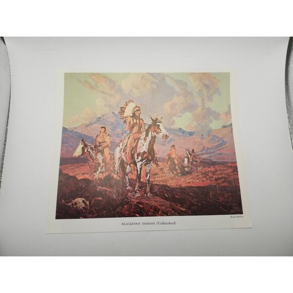 Print Blackfoot Indians Native American Riders Western Art Wall Decor 10x9 - Picture 1 of 10